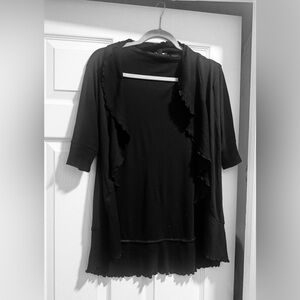 Express Black 3/4 Sleeve Open Front Cardigan / Size Large
